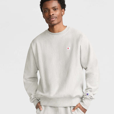 Champion Reverse Weave Crewneck Sweatshirt, C Logo in New Manhattan Mist Heather