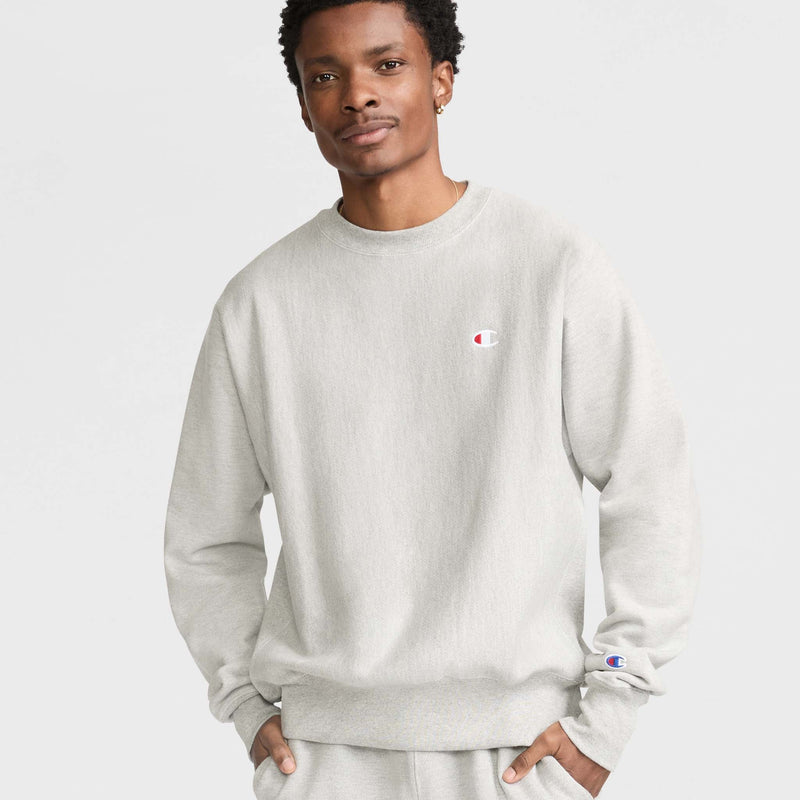 Champion Reverse Weave Crewneck Sweatshirt, C Logo in New Manhattan Mist Heather