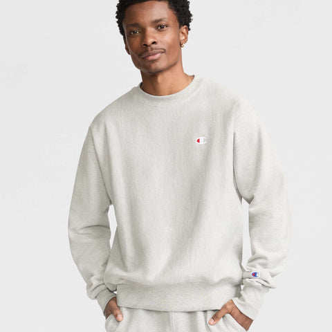 Champion Reverse Weave Crewneck Sweatshirt, C Logo in New Manhattan Mist Heather