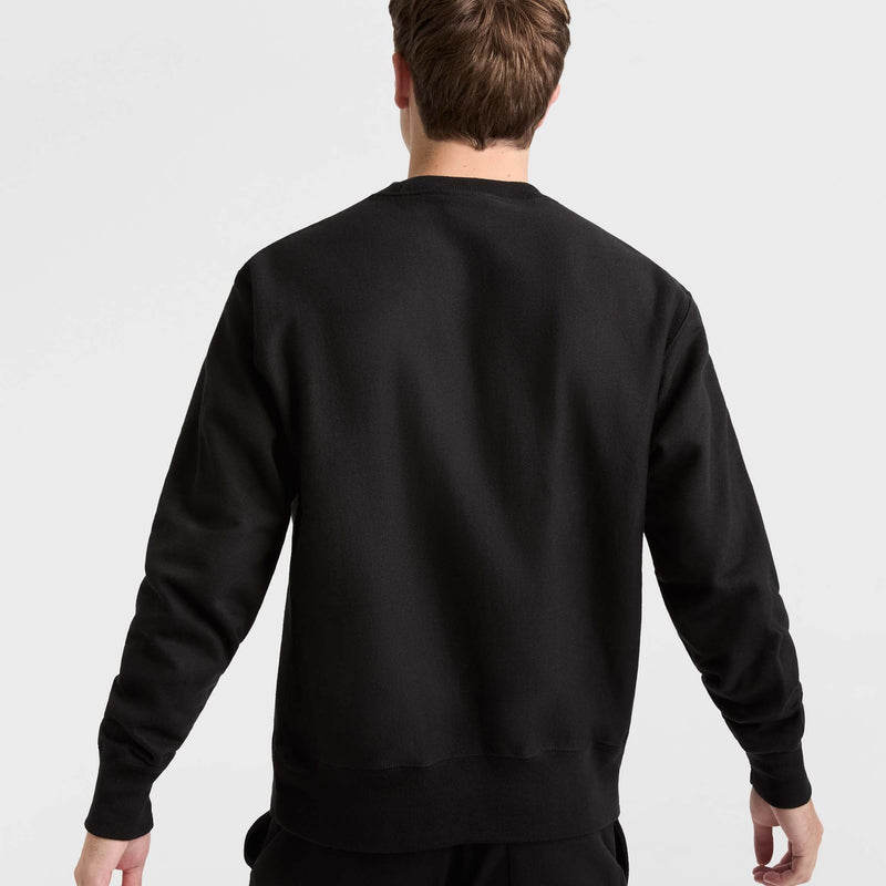 Champion Reverse Weave Crewneck Sweatshirt, C Logo (Reshop Test) in Black