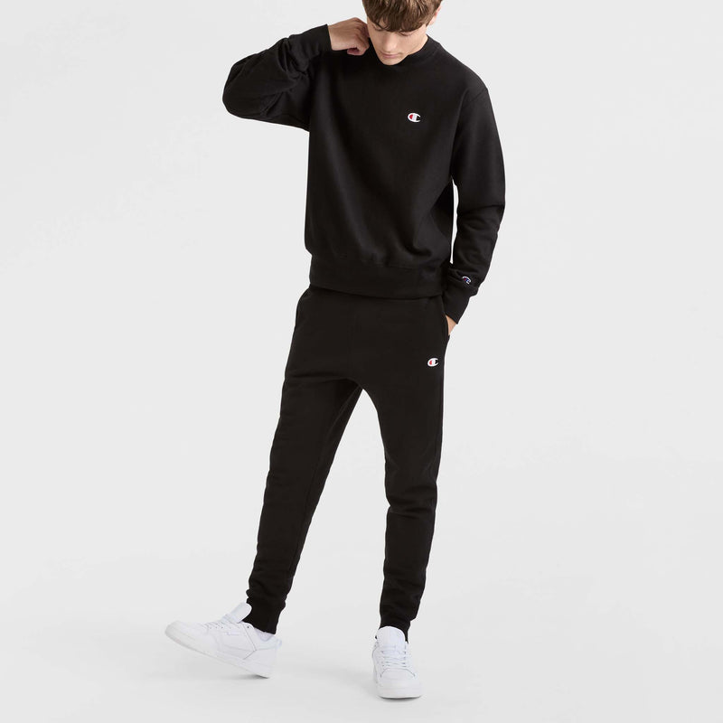 Champion Reverse Weave Crewneck Sweatshirt, C Logo (Reshop Test) in Black