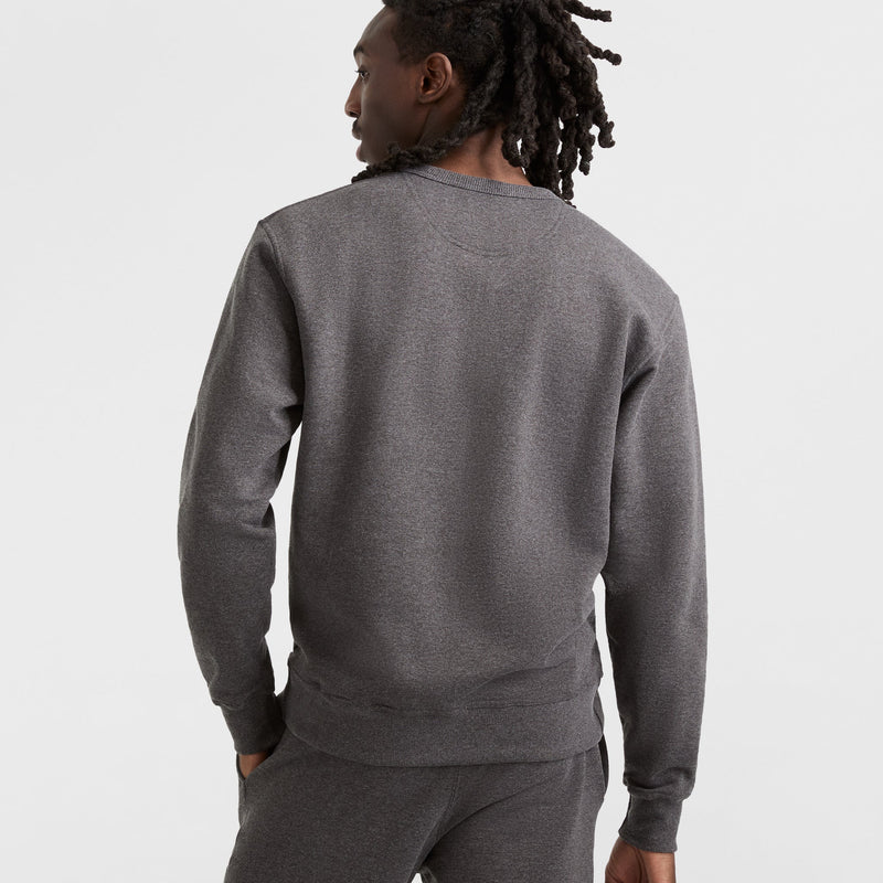 Champion Powerblend Crewneck Sweatshirt, C Logo in Granite Heather