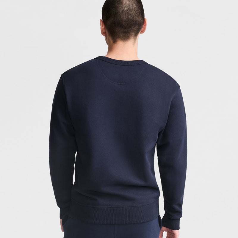 Champion Powerblend Crewneck Sweatshirt, C Logo in Navy