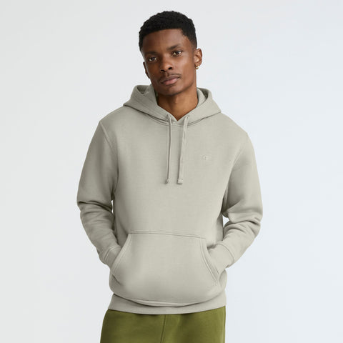 Champion Powerblend Hoodie, C Logo in Neutral Chino Beige