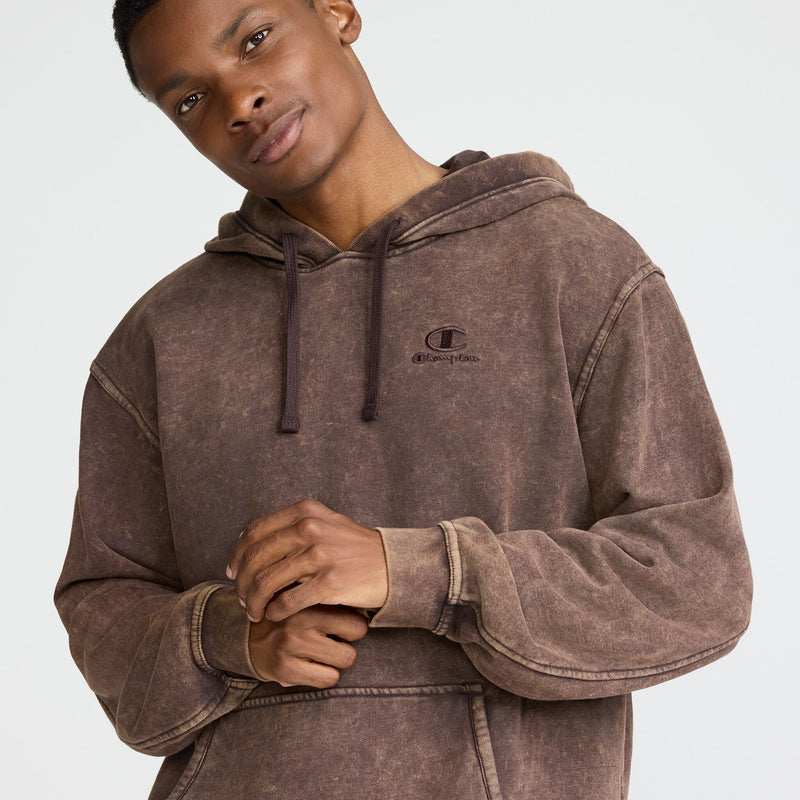 Champion Time Capsule Hoodie, Left Chest C" Champion Script Logo in Black Coffee