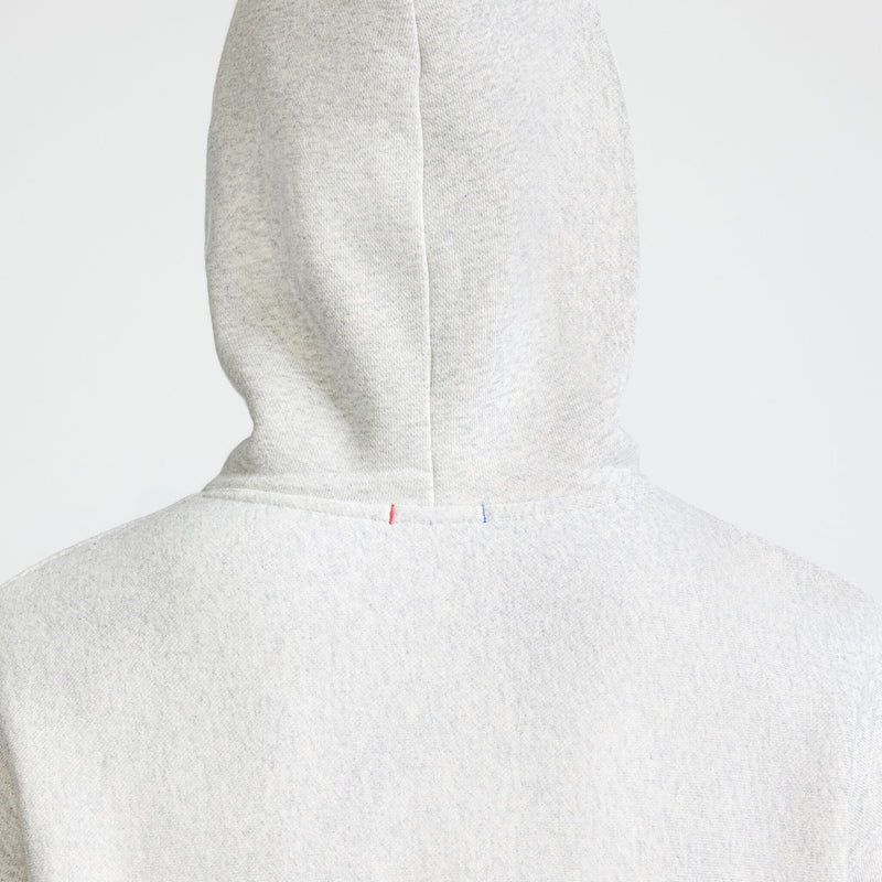 Champion Reverse Weave Hoodie, C Logo in Platinum Silver Heather