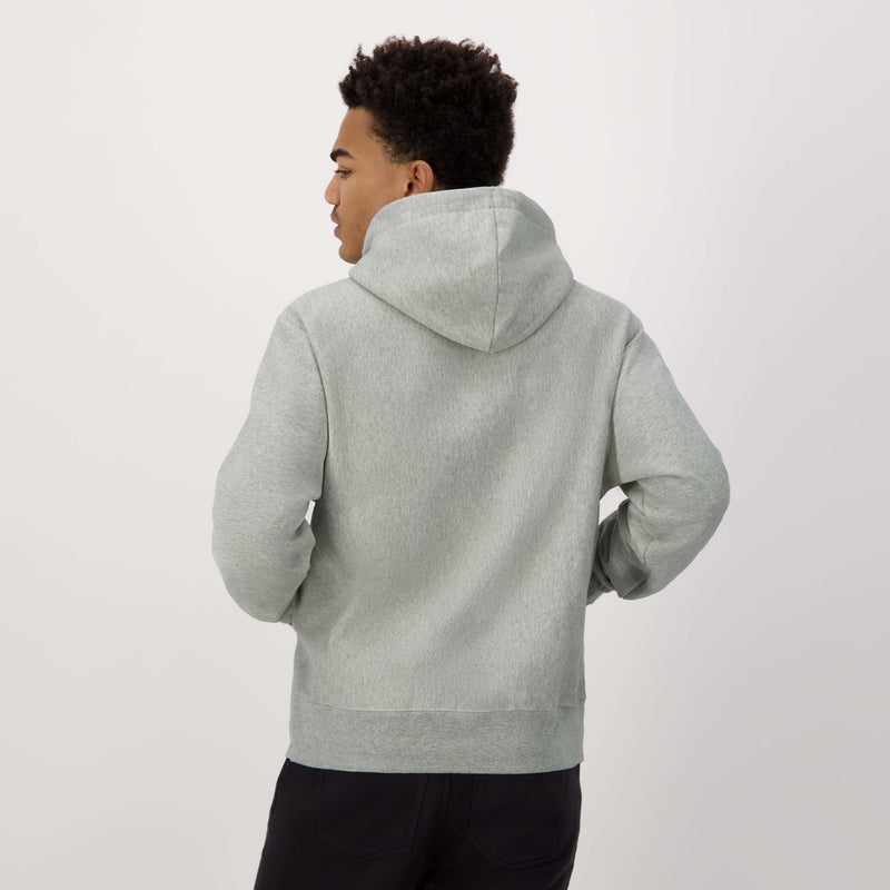 Champion Reverse Weave Hoodie, C Logo in New Manhattan Mist Heather