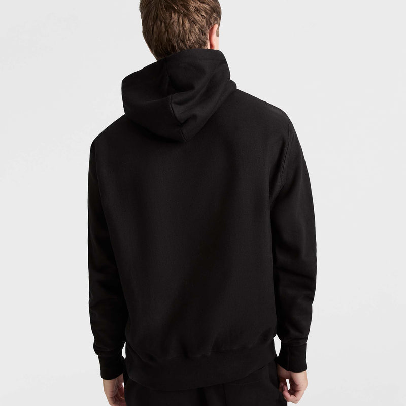 Champion Reverse Weave Hoodie, C Logo in Black