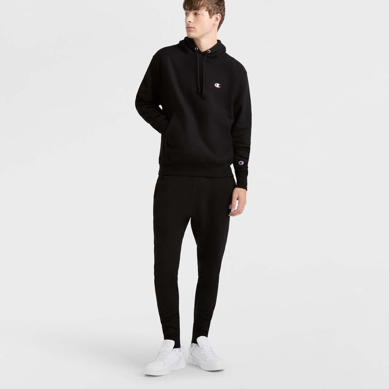 Champion Reverse Weave Hoodie, C Logo in Black