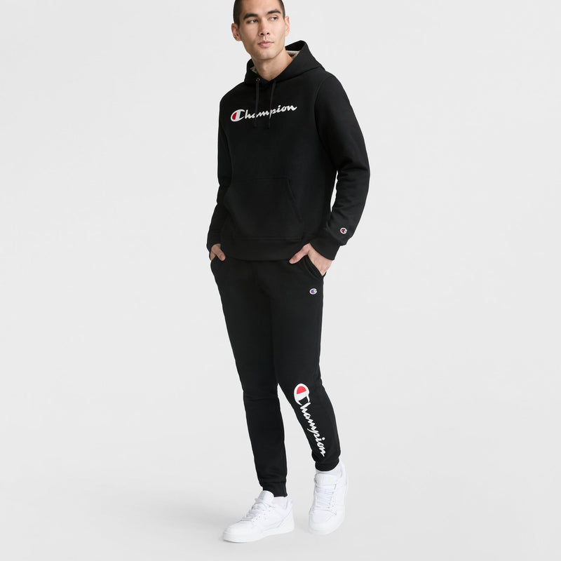 Champion Powerblend Hoodie, Full Script Logo in Black