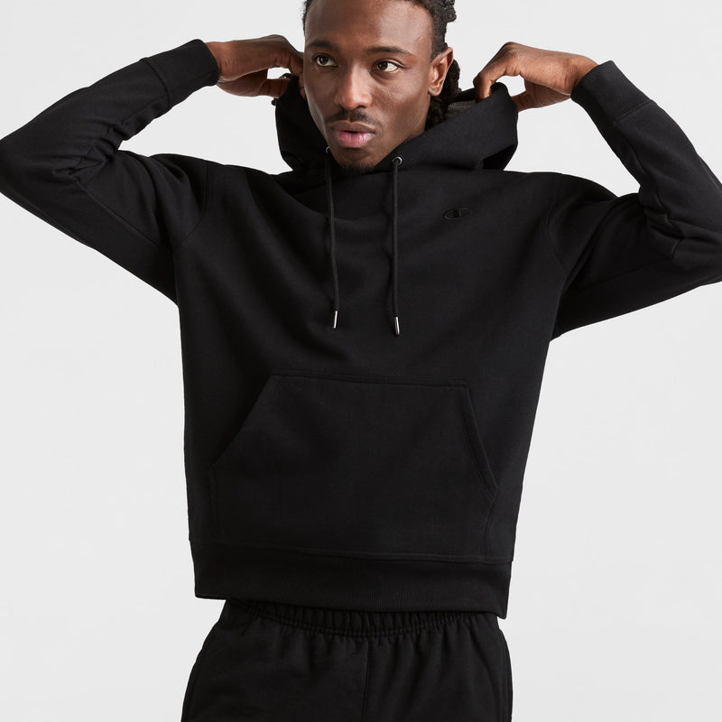 Champion Powerblend Hoodie, C Logo in Black