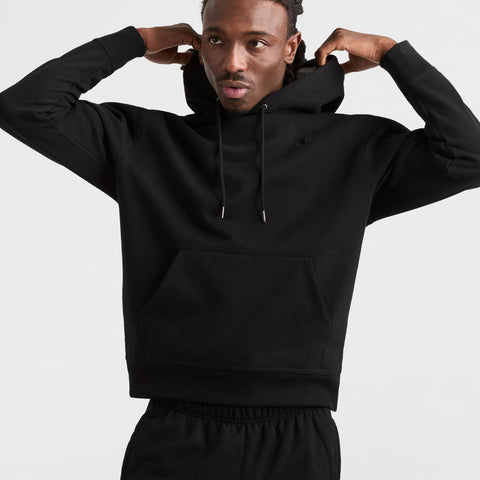 Champion Powerblend Hoodie, C Logo in Black