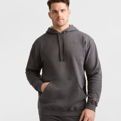 Champion Powerblend Hoodie, C Logo - Big & Tall in Granite Heather