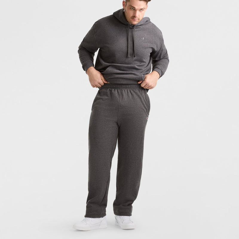 Champion Powerblend Hoodie, C Logo - Big & Tall in Granite Heather