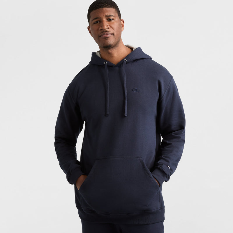 Champion Powerblend Hoodie, C Logo - Big & Tall in Navy