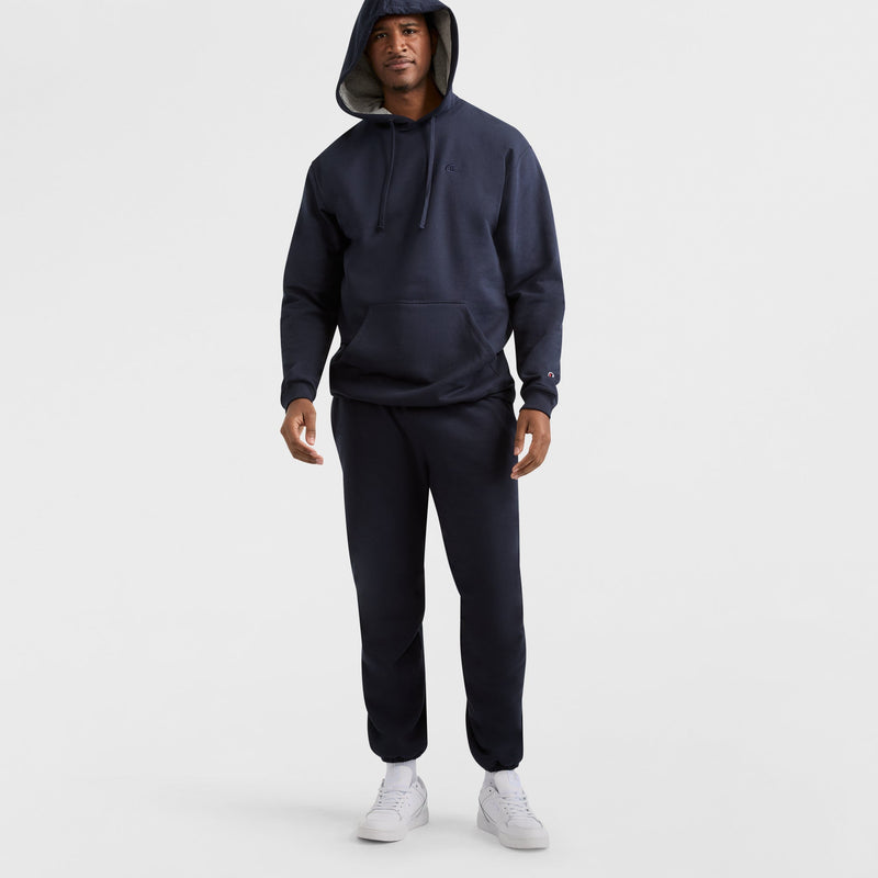 Champion Powerblend Hoodie, C Logo - Big & Tall in Navy