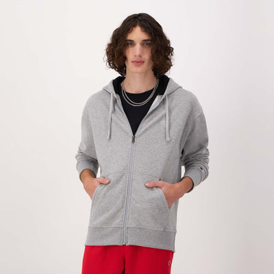 Champion Powerblend Full-Zip Hoodie, C Logo in New Manhattan Mist Heather