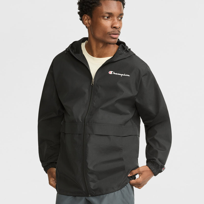 Champion Stadium Full-Zip Jacket, Script Logo in Black