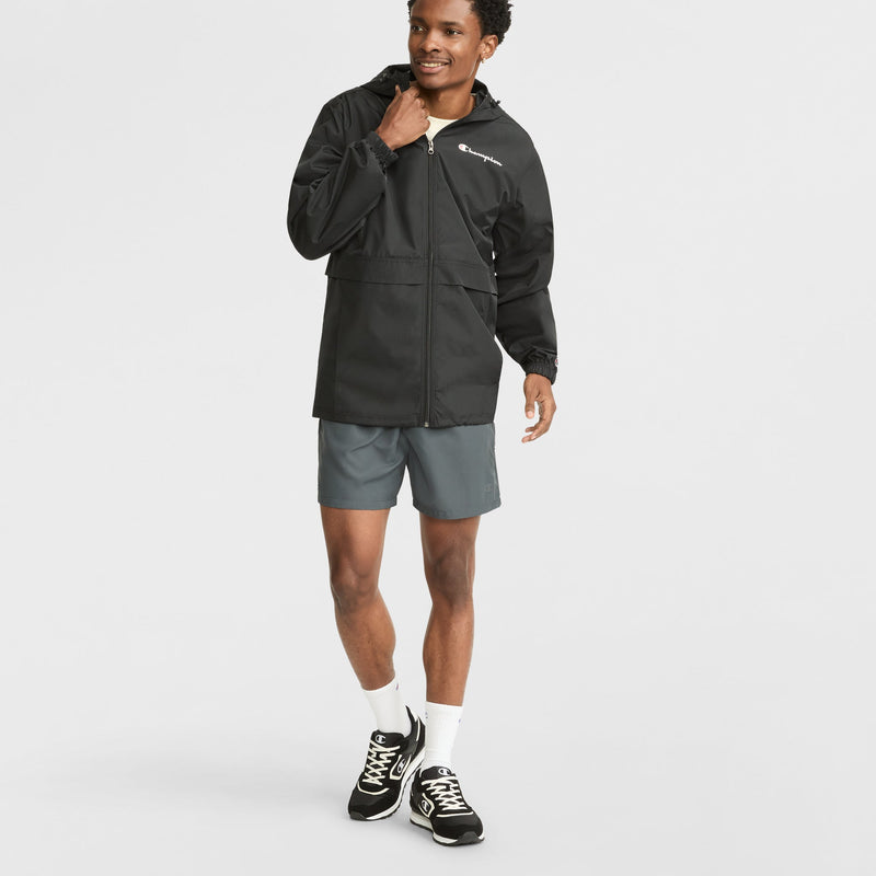 Champion Stadium Full-Zip Jacket, Script Logo in Black