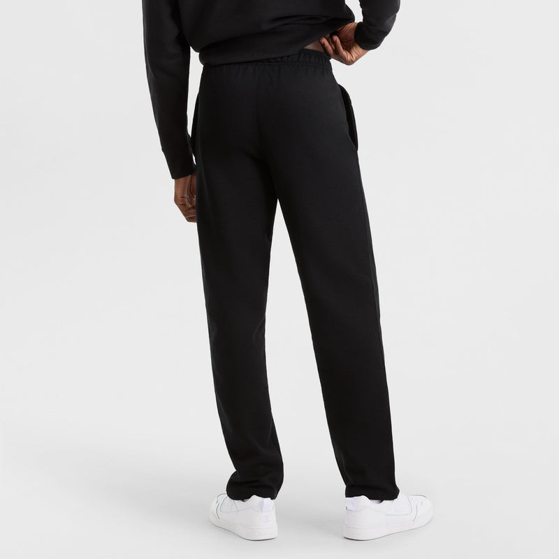 Champion Powerblend Sweatpants, Open Hem, C Logo in Black