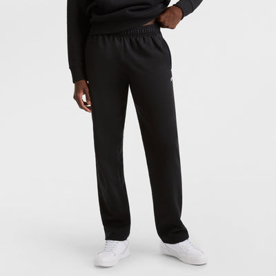 Champion Powerblend Sweatpants, Open Hem, C Logo in Black