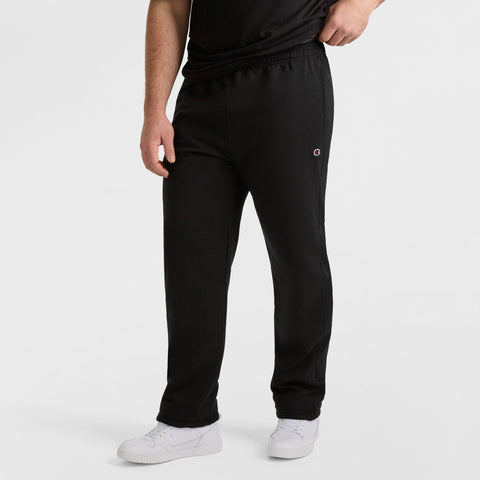 Champion Powerblend Sweatpants, Open Hem, C Logo - Big & Tall in Black