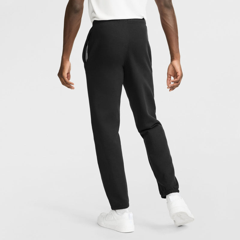 Champion Powerblend Sweatpants, Relaxed Hem, C Logo in Black
