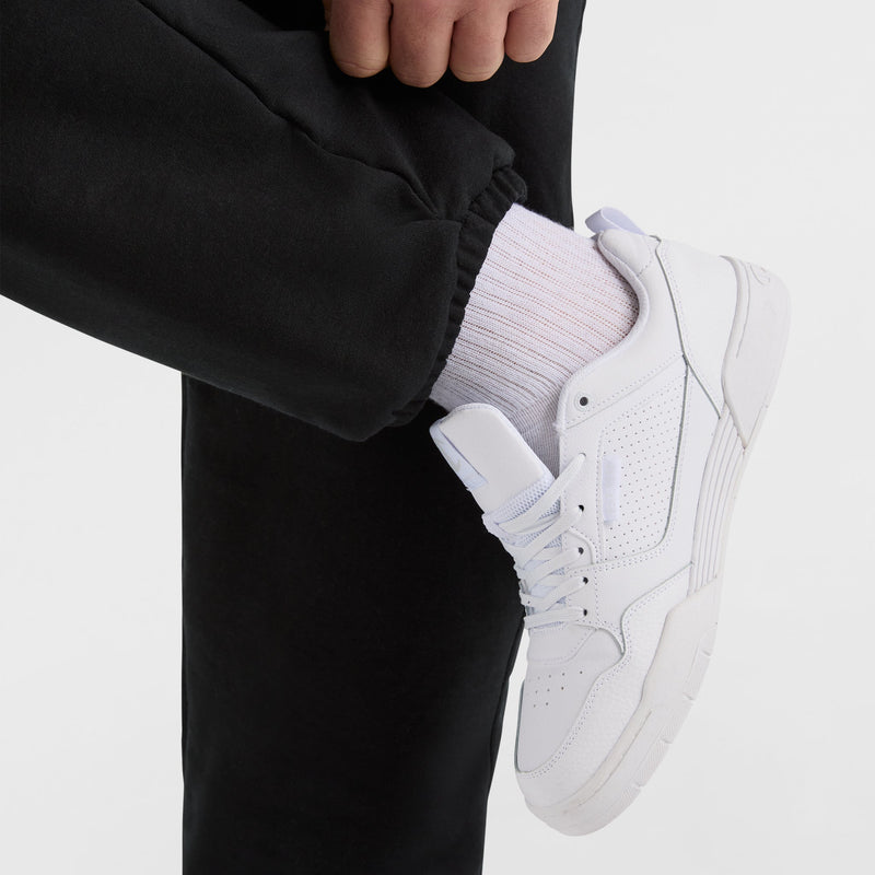 Champion Powerblend Sweatpants, Relaxed Hem, C Logo in Black