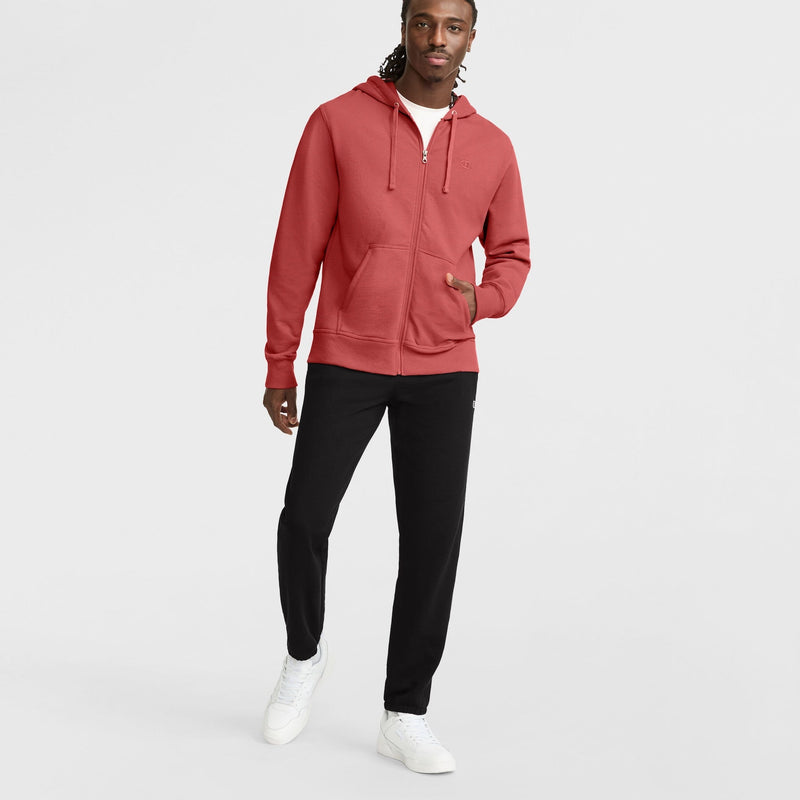 Champion Powerblend Sweatpants, Relaxed Hem, C Logo in Black