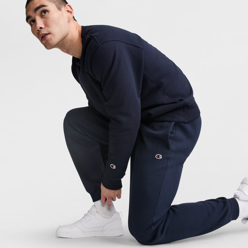Champion Powerblend Joggers, C Logo in Navy
