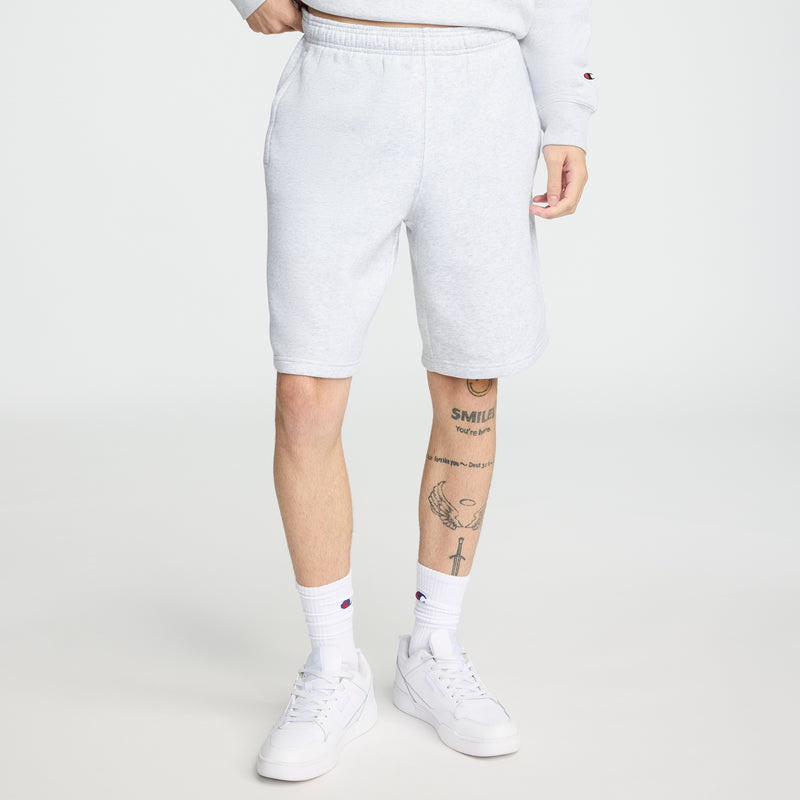 Champion 10" Powerblend Fleece Short in Platinum Silver Heather