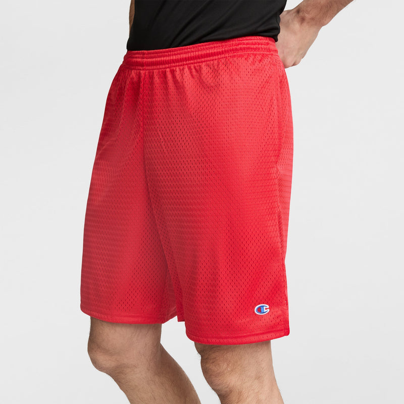 Champion 9" Classic Mesh Shorts, C Logo in Crimson