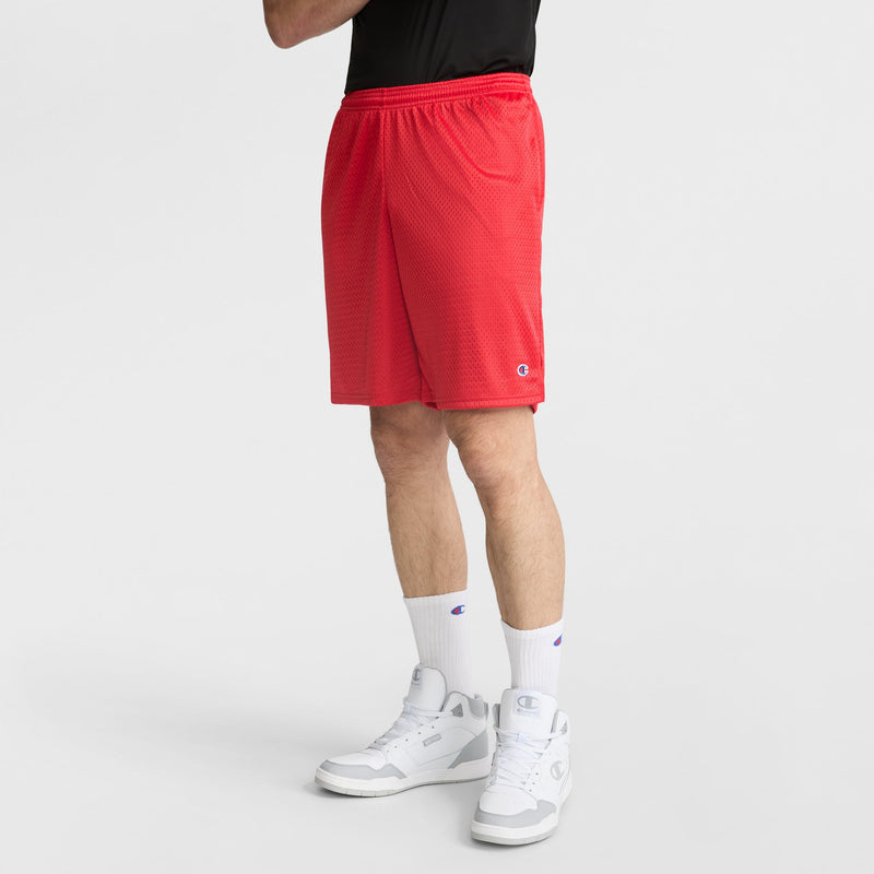 Champion 9" Classic Mesh Shorts, C Logo in Crimson