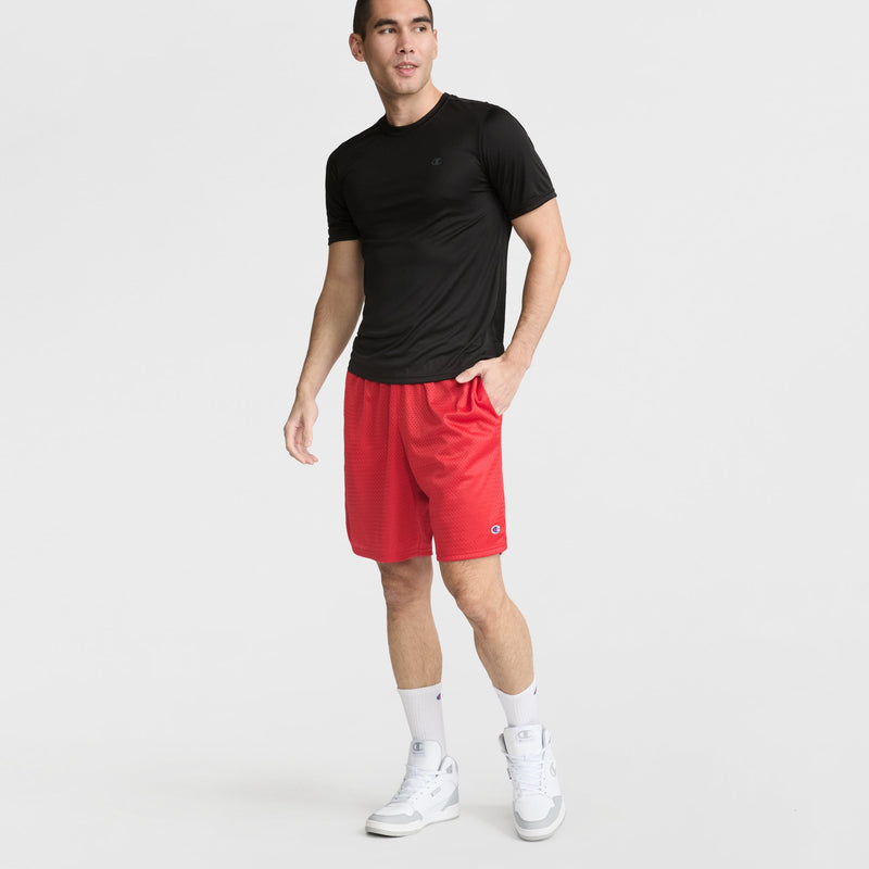 Champion 9" Classic Mesh Shorts, C Logo in Crimson