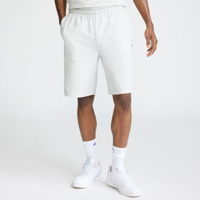 Champion 9" Lightweight Lounge Shorts, C Patch Logo in Platinum Silver Heather