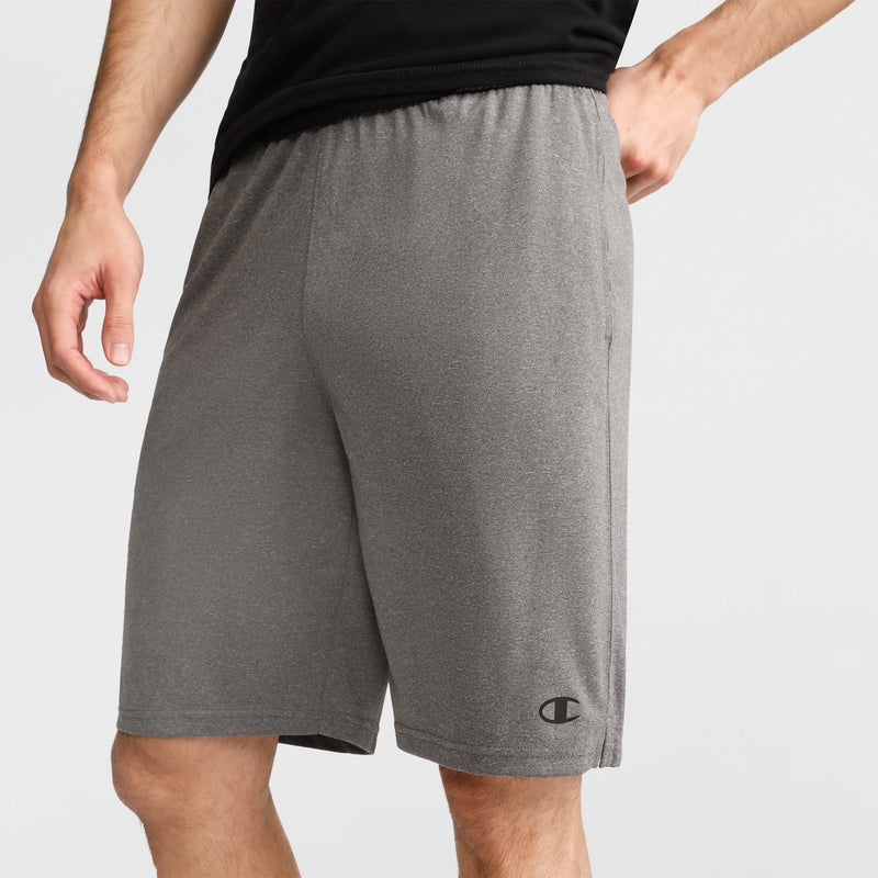 Champion 9" Lightweight Lounge Shorts, C Patch Logo in Granite Heather