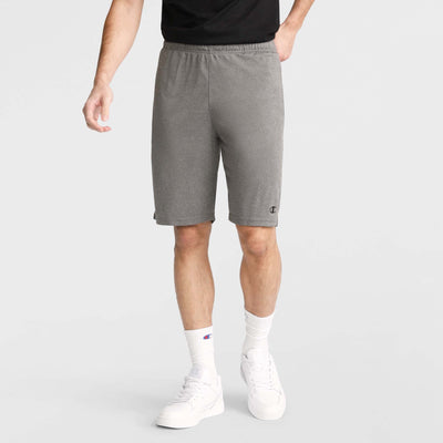 Champion 9" Lightweight Lounge Shorts, C Patch Logo in Granite Heather