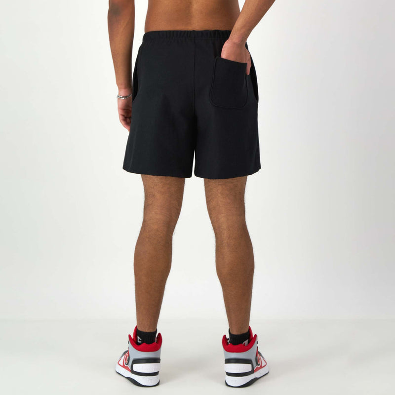 Champion 7" Reverse Weave Cut-Off Shorts, C Logo in Black