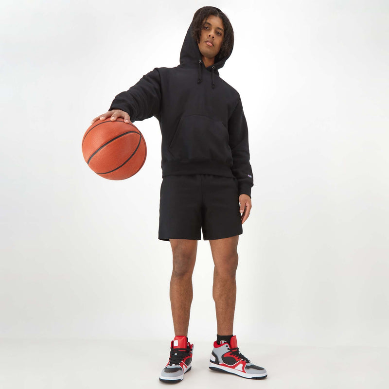 Champion 7" Reverse Weave Cut-Off Shorts, C Logo in Black