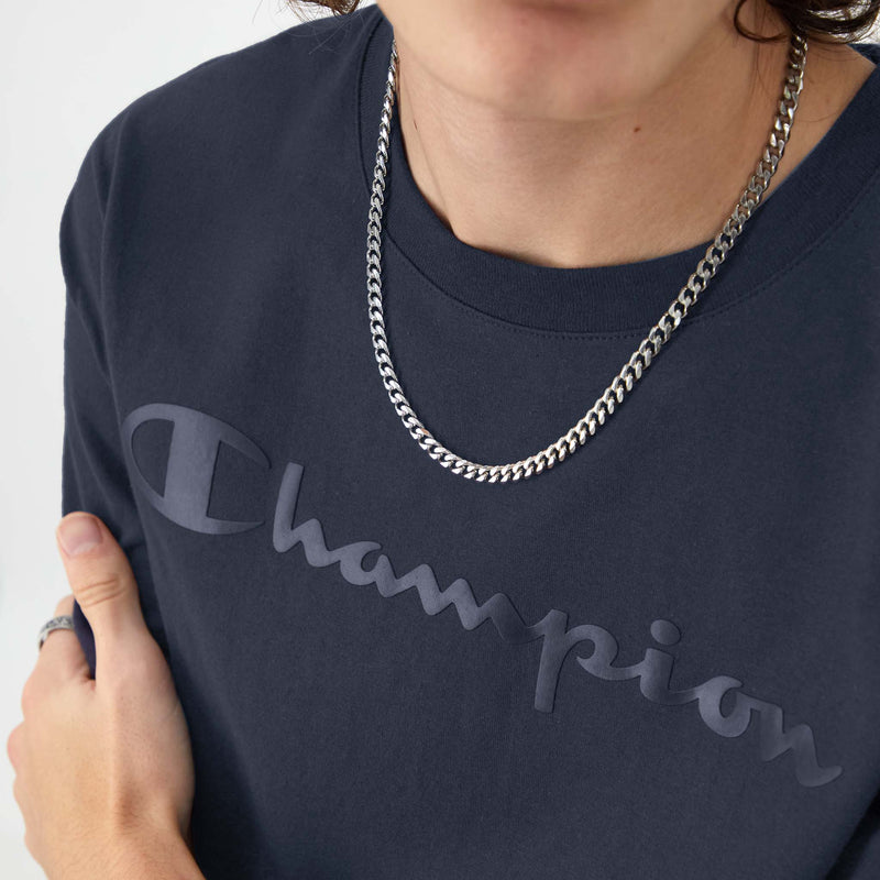 Champion Classic Graphic T-Shirt, Tonal Script Logo in Navy