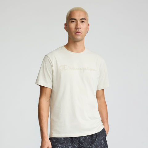 Champion Classic Graphic T-Shirt, Tonal Script Logo in Neutral Chino Beige