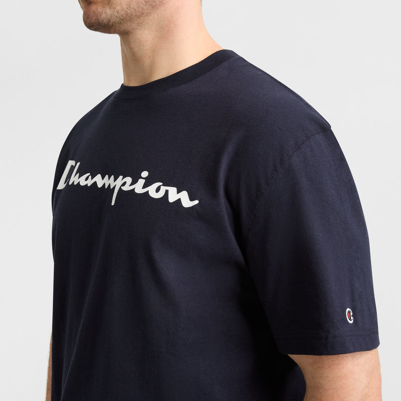 Champion Classic Graphic T-Shirt, Script Logo - Big & Tall in Navy