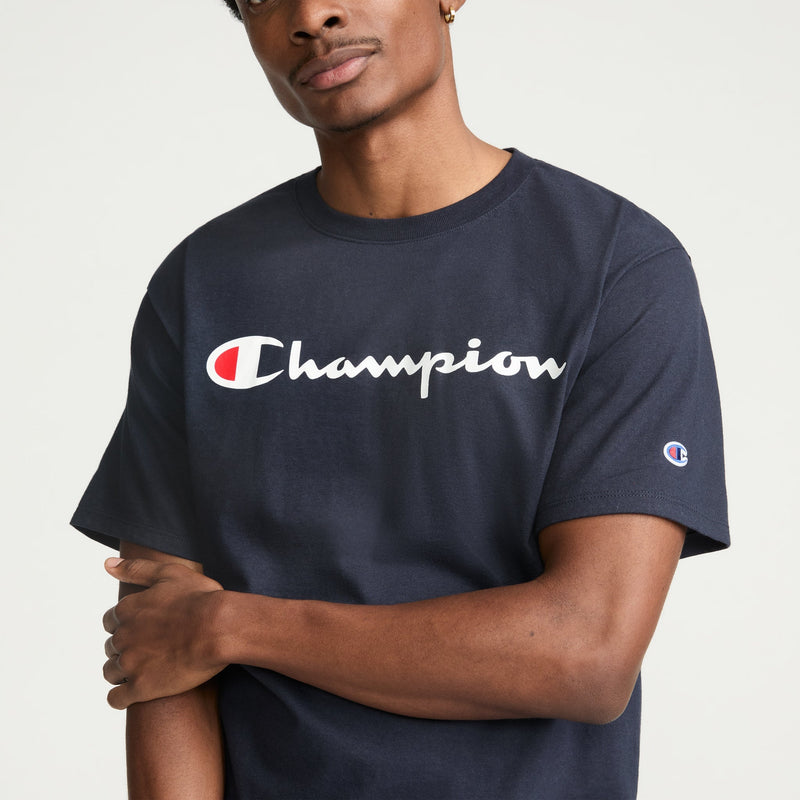 Champion Classic Graphic T-Shirt, Script Logo in Navy