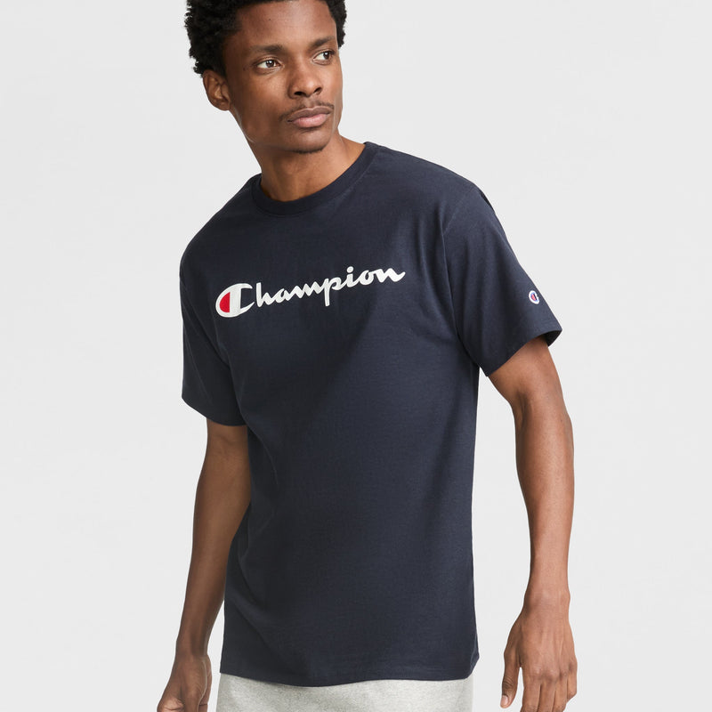 Champion Classic Graphic T-Shirt, Script Logo in Navy