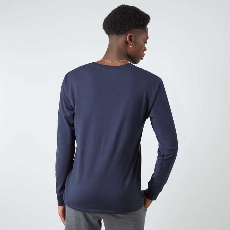 Champion Classic Long Sleeve T-Shirt, Embroidered C Logo in Navy