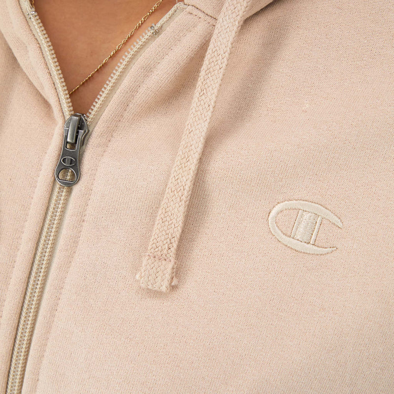 Champion Powerblend Zip-Up Hoodie, C Logo in Champagne Frost