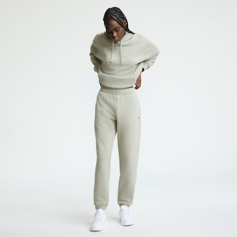 Champion Powerblend Oversized Sweatpants, C Logo in Dried Sage