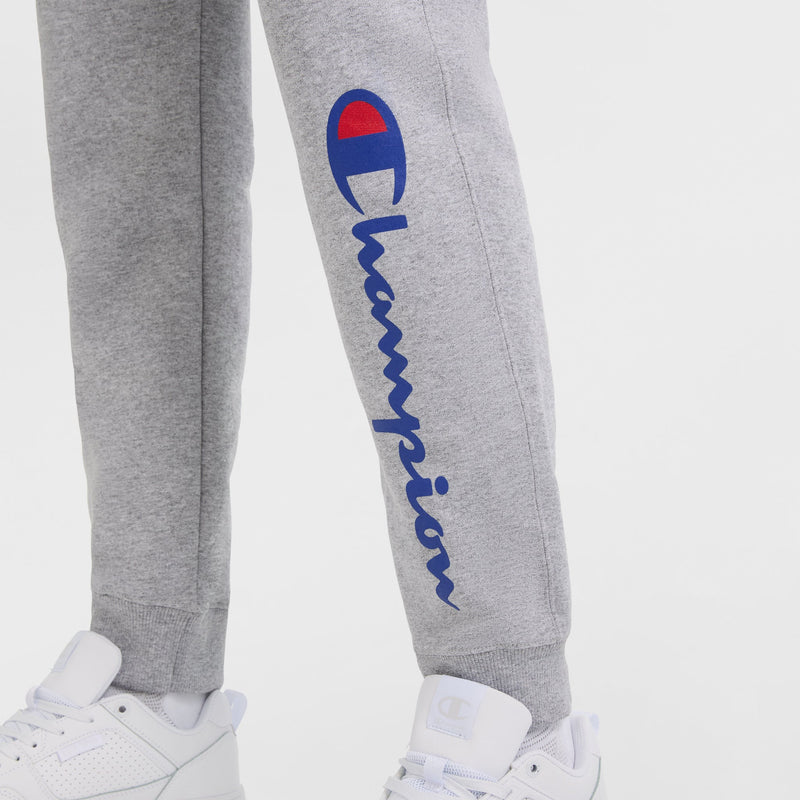 Champion Powerblend Joggers, Classic Script Logo in New Manhattan Mist Heather
