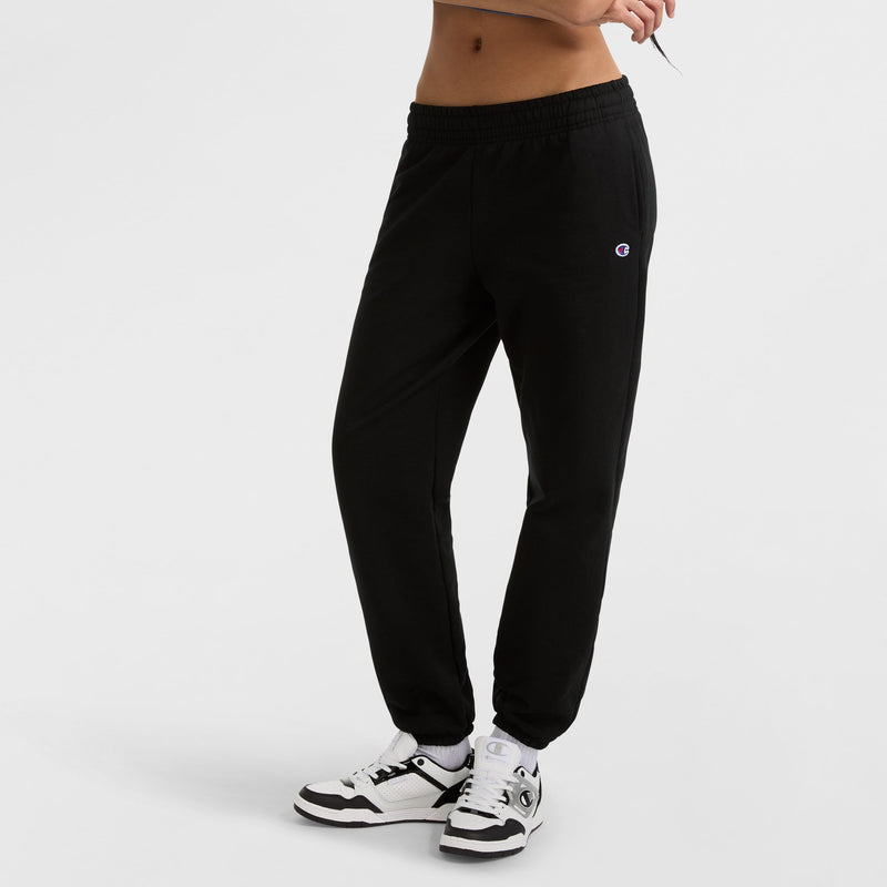 Champion Powerblend Oversized Sweatpants, C Logo in Black