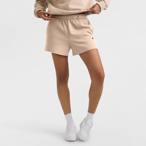 Champion 3" Powerblend Shorts, C Logo in Champagne Frost
